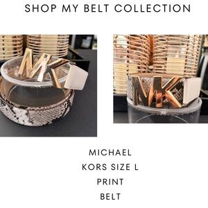 Michael Kors Gold and Cream Belt with Snakeskin Print